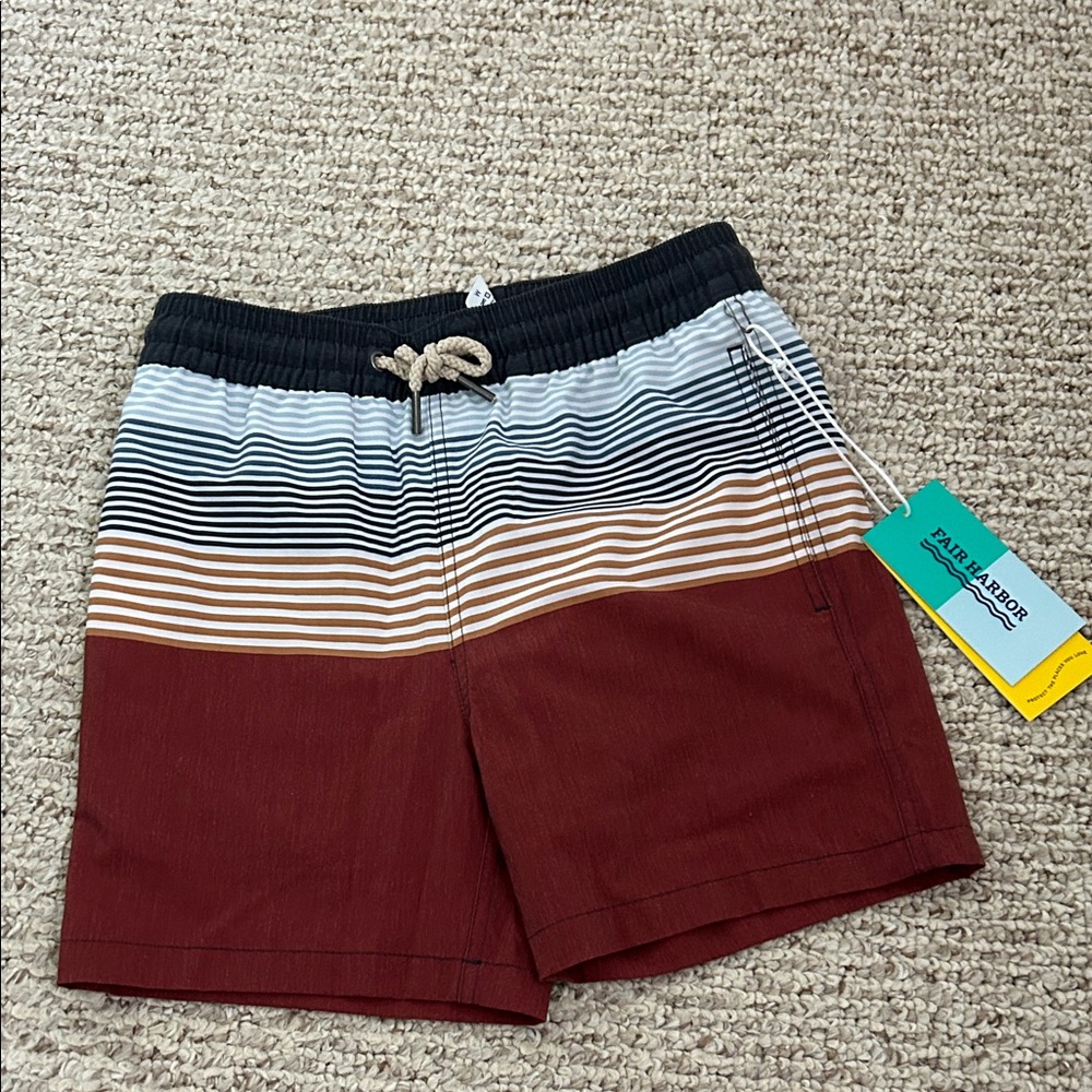 Fair Harbor Kids Maroon Swim Trunks